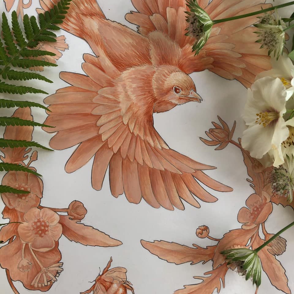 FSC paper, handpainted, premium, Giclée print, high quality print, hand painted, carbon neutral, ethical, ethical art, botanical painting, botanical print, artwork, bird illustration, bird painting, independent artist, moodboard