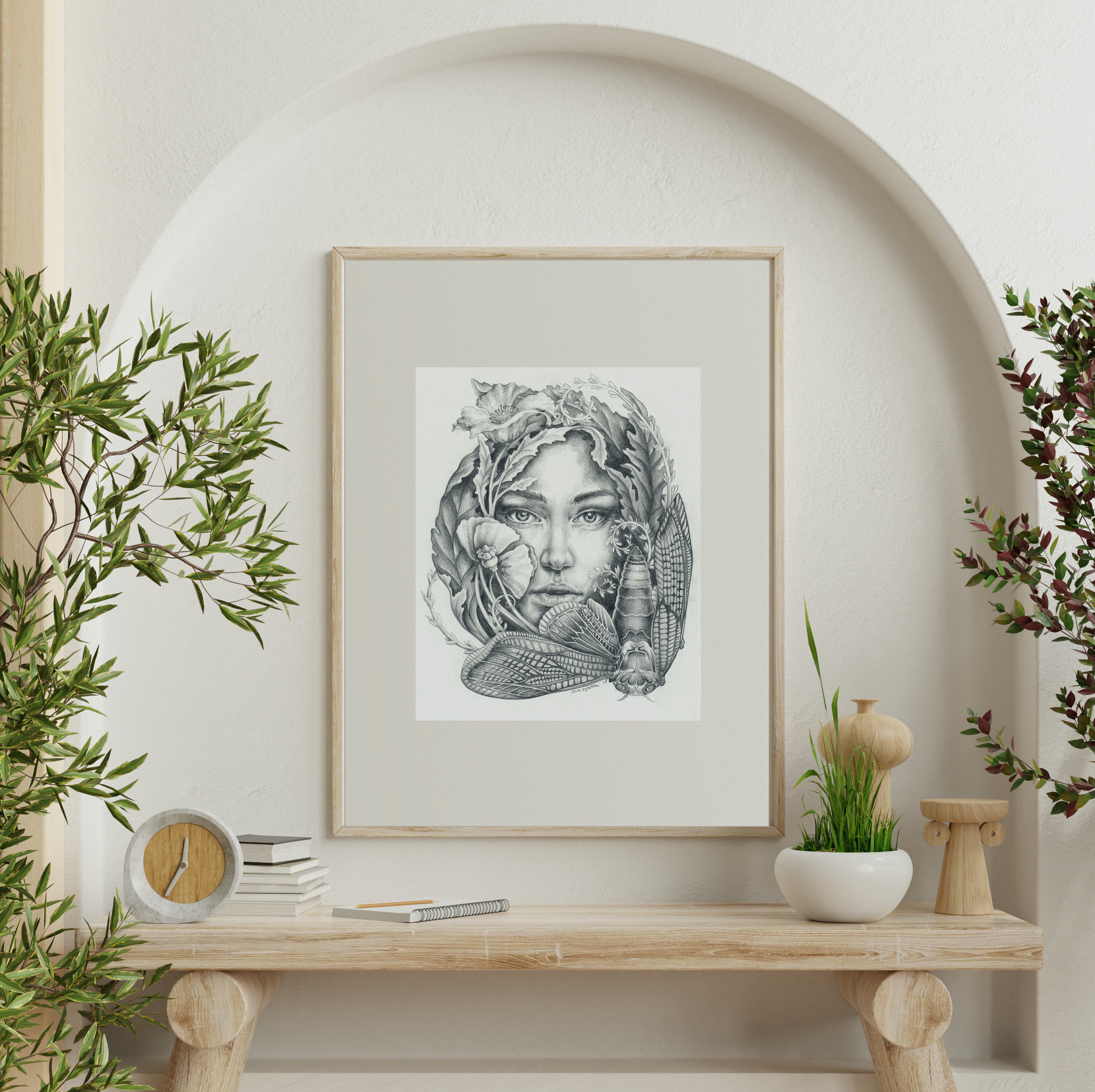 FSC paper, handpainted, premium, Giclée print, high quality print, hand painted, carbon neutral, ethical, ethical art, ethereal painting, portrait, pencil portrait, artwork, independent artist, moths, moth illustration, insect illustration