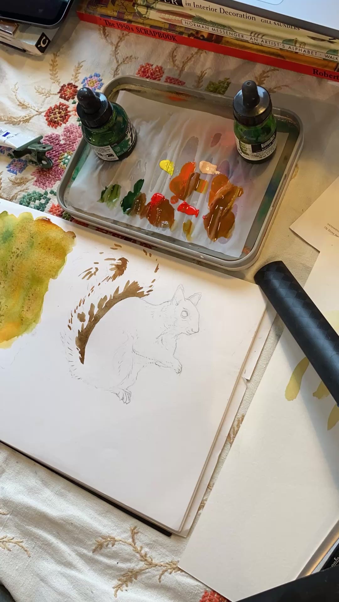 Squirrel, squirrel decal, decals, fabric decals, peelable, peelable stickers, renter friendly, kids decor, nursery decor, art process, timelapse, painting