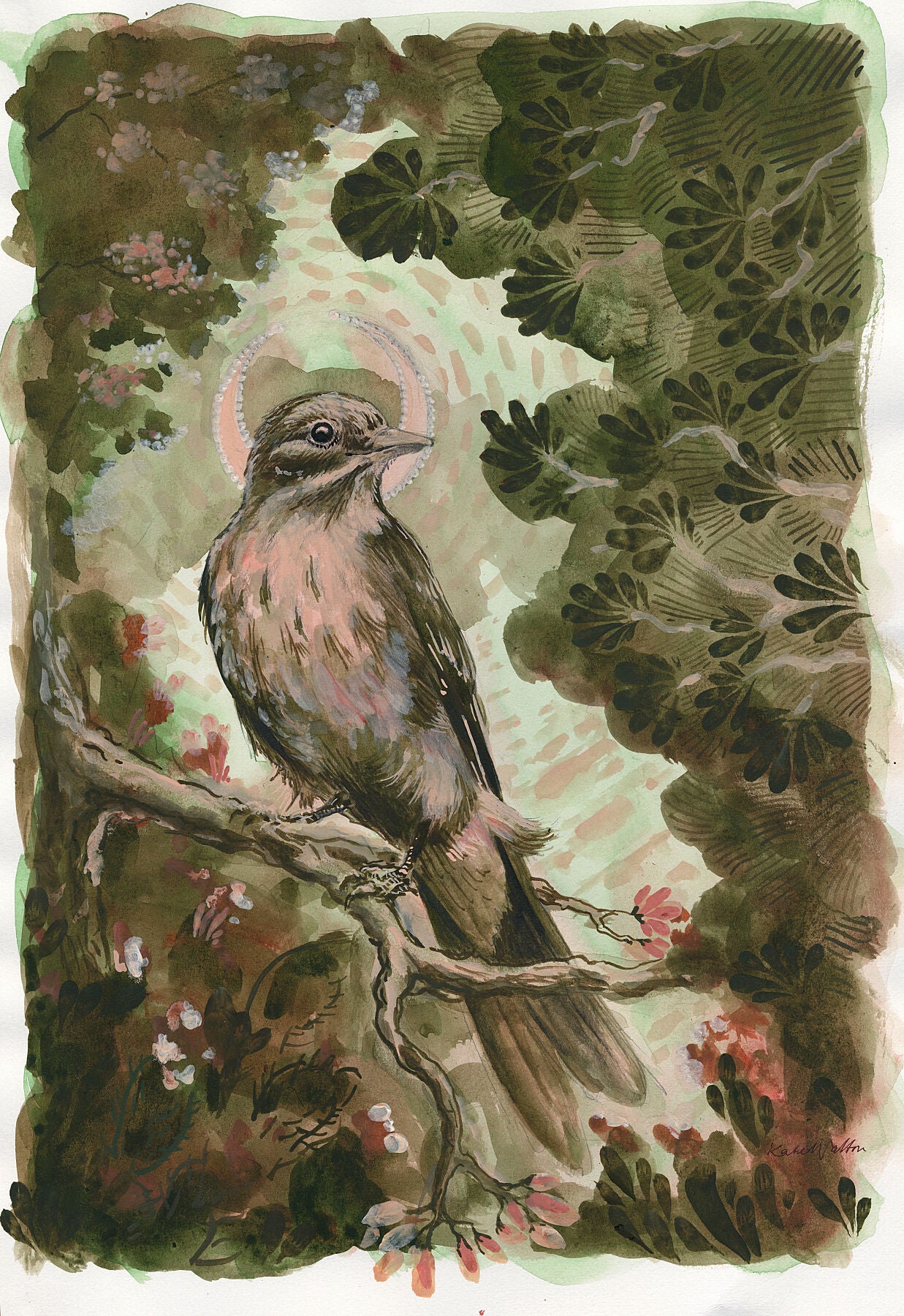 Art print, Giclée print, Flourishing hope, Carbon neutral, Bird, Bird art, Bird print, made in the UK