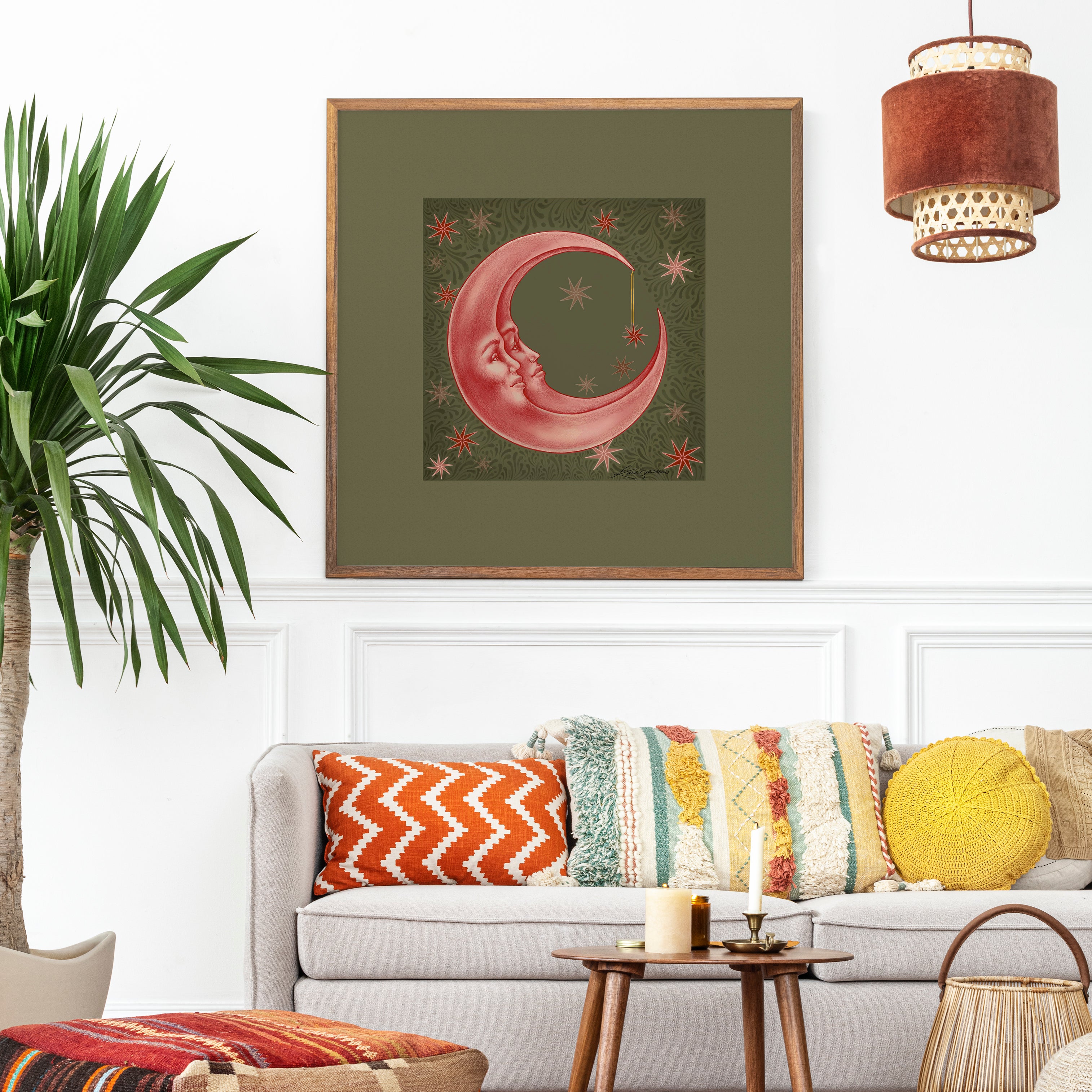 FSC paper, handpainted, premium, Giclée print, high quality print, hand painted, carbon neutral, ethical, ethical art, ethereal painting, botanical print, artwork, crescent moon, independent artist